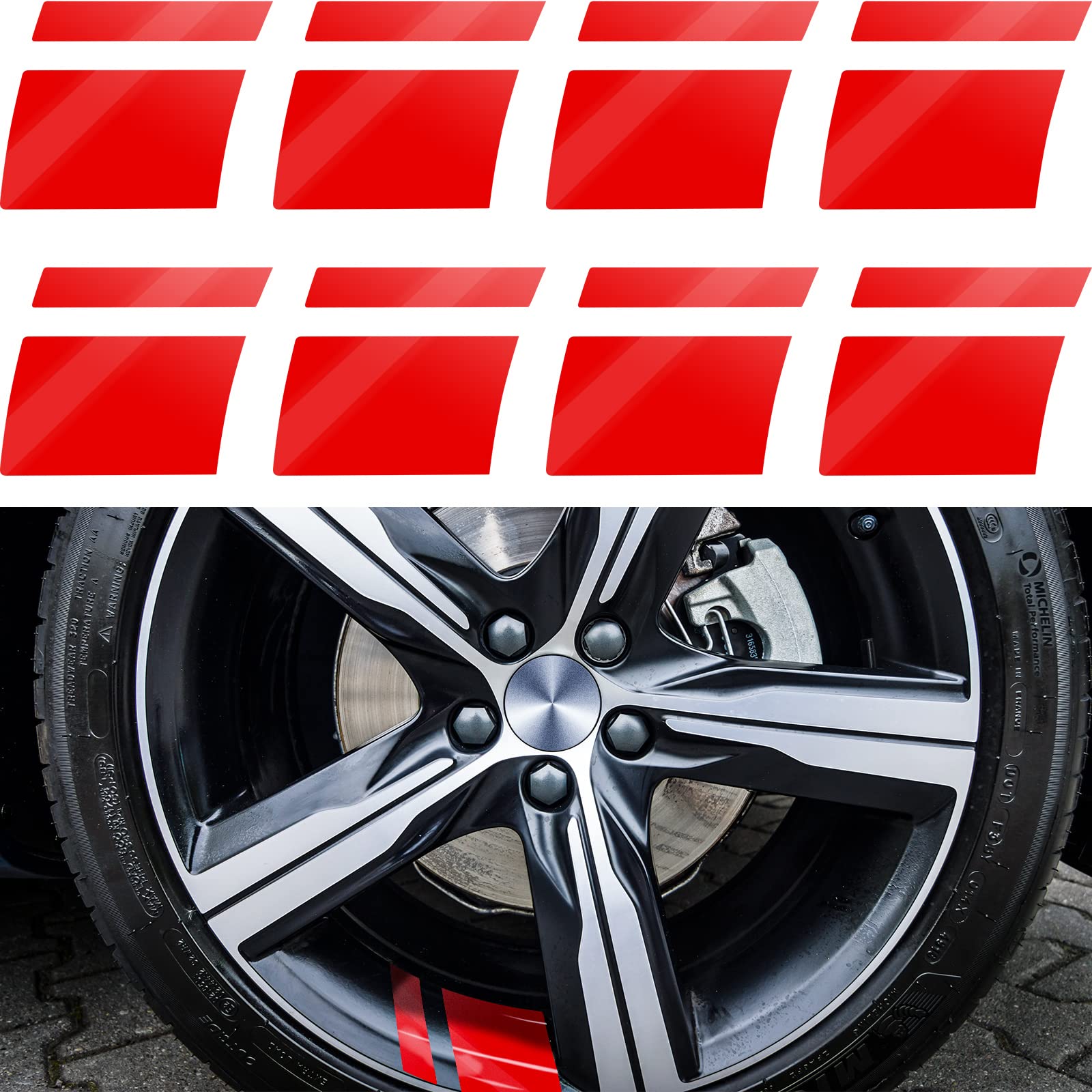 ZIBUYU 8 Sheet Red Reflective Sticker Car Wheel Decoration Sticker PVC Car Wheel Decal Sticker, Safey Reflective Sticker Self Adhesive Waterproof Car Wheel Sticker for 18''-21'' Wheels ZIBUYU 8 Sheet Red Reflective Sticker Car Wheel Decoration Sticker PVC Car Wheel Decal Sticker, Safey Reflective Sticker Self Adhesive Waterproof Car Wheel Sticker for 18''-21'' Wheels